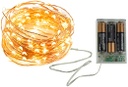 Extensión Navideña LED p/Exterior con Batería, 0.3W, 2700K Blanco Cálido, 100LED/10Metros, 8 funciones, con Cable color cobre, IP65