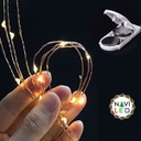 Extensión Navideña LED p/Exterior Vintage con batería, 0.3W, 6000K Blanco Frío, 20LED/2Metros, IP65