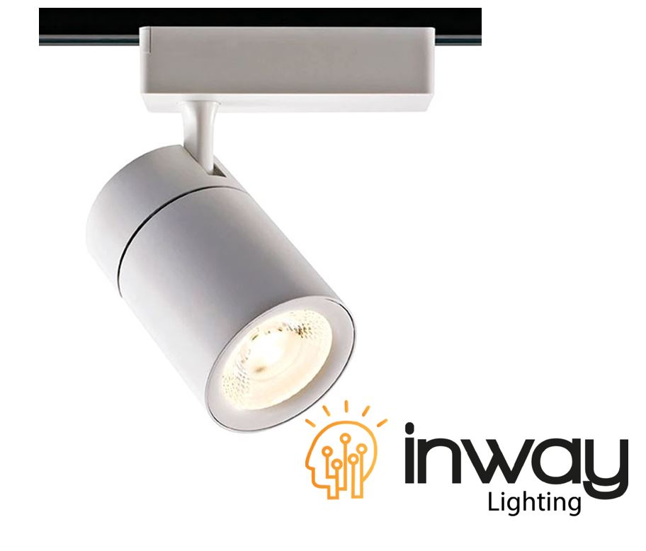 Mini Lámpara de Riel (Track light), tipo COB de 2 cables, 7W, 6000K Blanco Frío, 100-260Vac, IP20, 24 Grados, Blanco