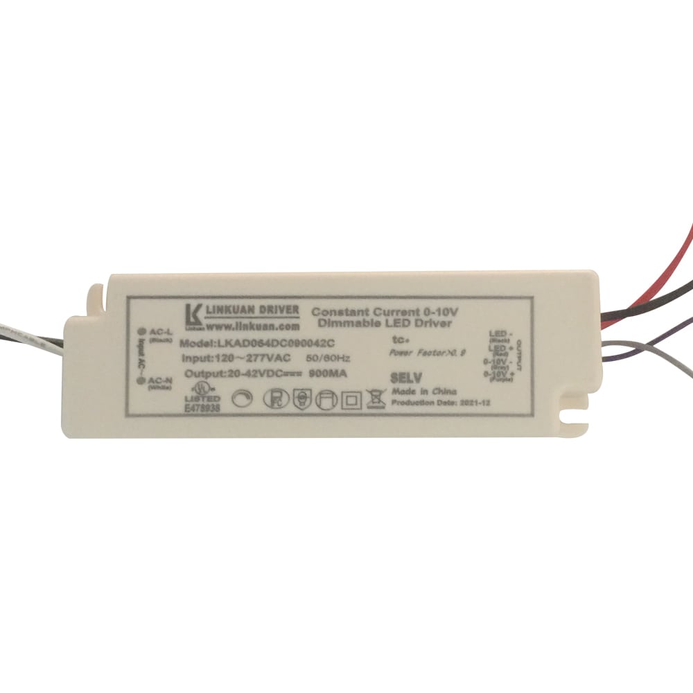Driver p/Lámpara LED Dimmable de 0-10Vdc, (UL), IP20, 120-277Vac, Output: 20-42Vdc, 900mA, PF>0.9