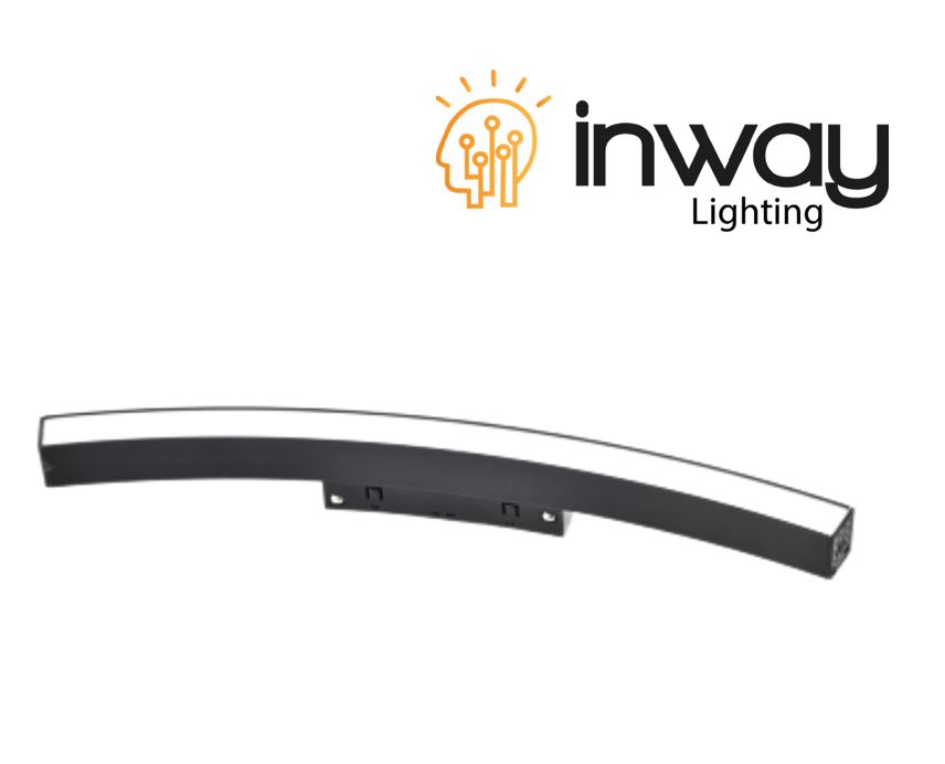 Lámpara Lineal Magnética LED tipo Arco p/Riel de 20mm de ancho, 16W, 14.17"(360mm), 4000K Blanco Natural, 48Vdc, Instalación: Empotrar o Superficie, 120 Grados, Negra