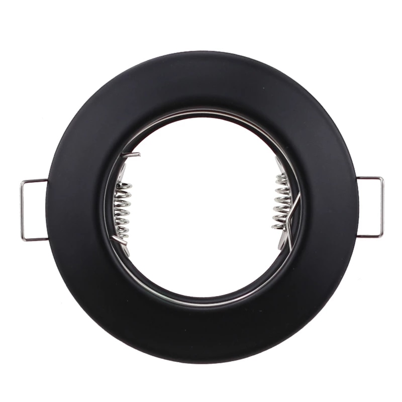 Base Circular p/Empotrar Bombilla, Dirigible, Dimensiones: Φ92x25mm, Negro, Incluye zocalo GU10