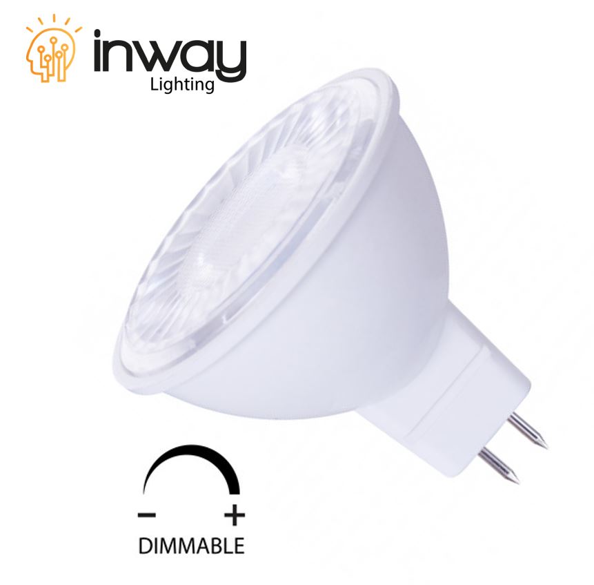 Bombilla LED Dicroica COB, 5W, 6000K Blanco Frío, GU5.3/MR16, 110Vac, Dimmable IP20, 30 Grados, Dimensiones: Ф50x60mm