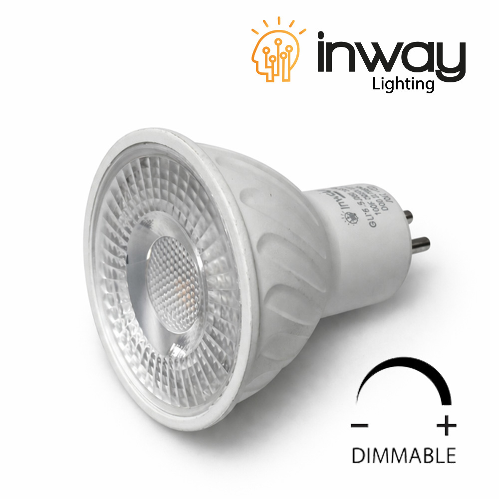 Bombilla LED Dicroica COB, 5W, 3000K Blanco Cálido, GU5.3/MR16, 110Vac, Dimmable IP20, 30 Grados, Dimensiones: Ф50x60mm