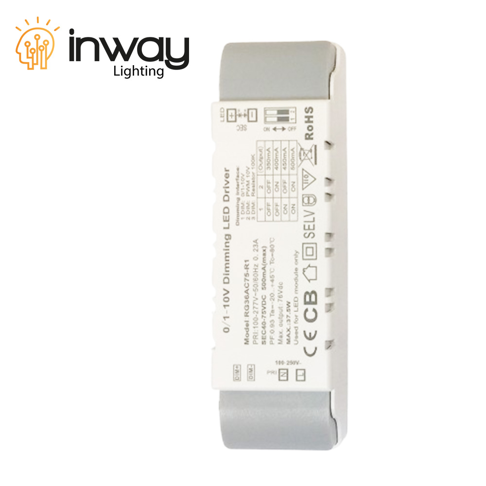 Driver p/Lámpara LED Dimmable de 0-10Vdc, IP20, 36W, 100-260Vac, Output: 35-72Vdc, 500mA