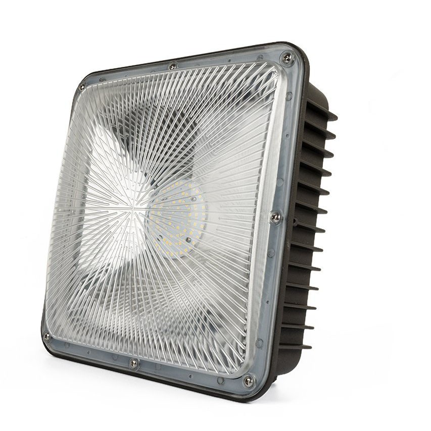 Lámpara Canopy LED SMD (UL), 70W, 6000K Blanco Frío, 100-277Vac, 120 Grados, IP65, Bronce