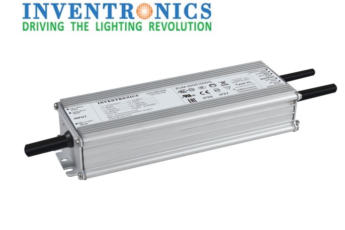 Driver p/Lámpara LED Dimmable de 0-10Vdc, IP67, 200W, 100-277Vac, con Supresor de Pico Interno de 10KV, Output: 67-190Vdc, 1050-1500mA, Programable