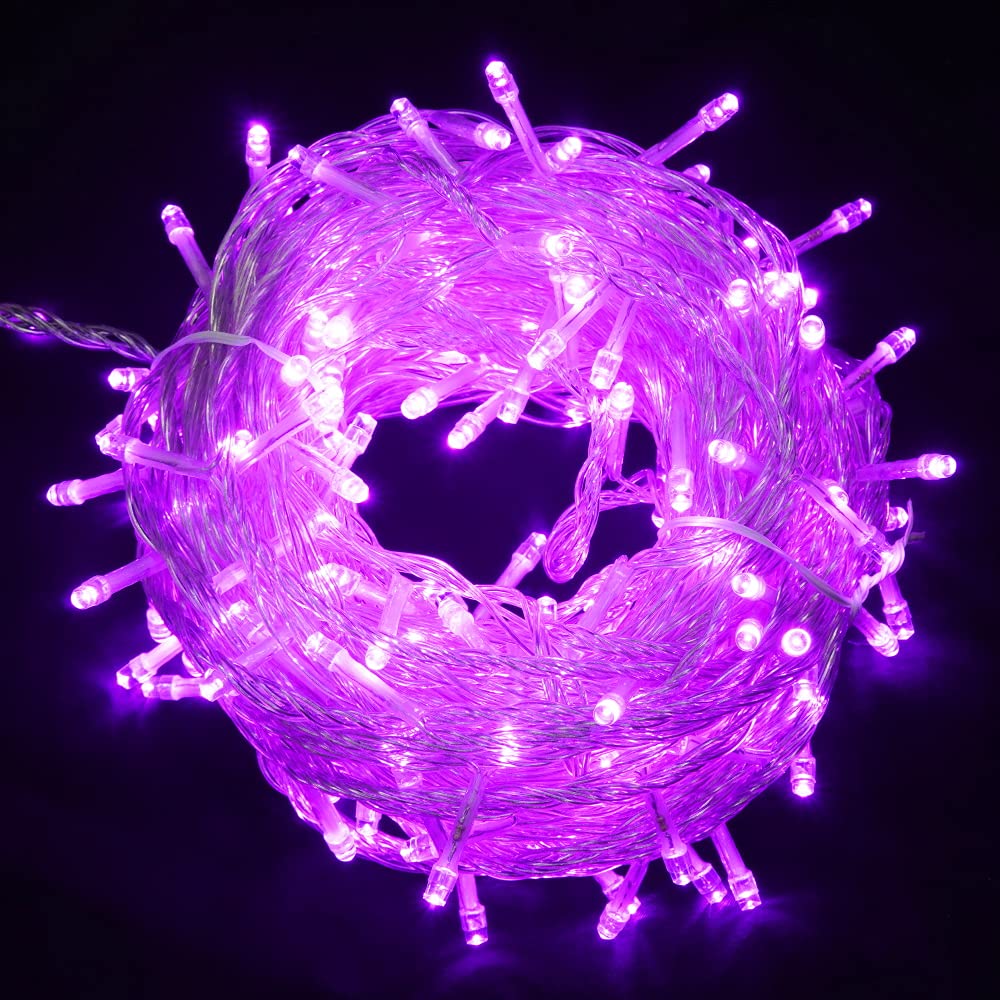 Extensión Navideña LED p/Exterior, 4W, Púrpura, 200LED/10Metros, 110Vac, Con cable clear de 3xφ0.15mm2, IP20