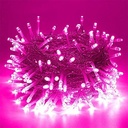 Extensión Navideña LED p/Exterior, 4W, Rosado, 200LED/10Metros, 110Vac, Con cable clear de 3xφ0.15mm2, IP20