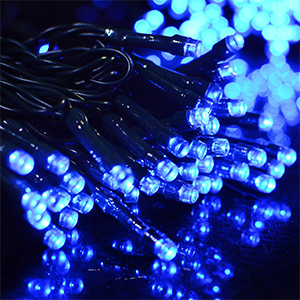 Extensión Navideña LED p/Exterior, 4W, Azul + CW 6000K Flash, 100LED/5Metros, 110Vac, Con cable verde de 1.5mm, IP55, No incluye power