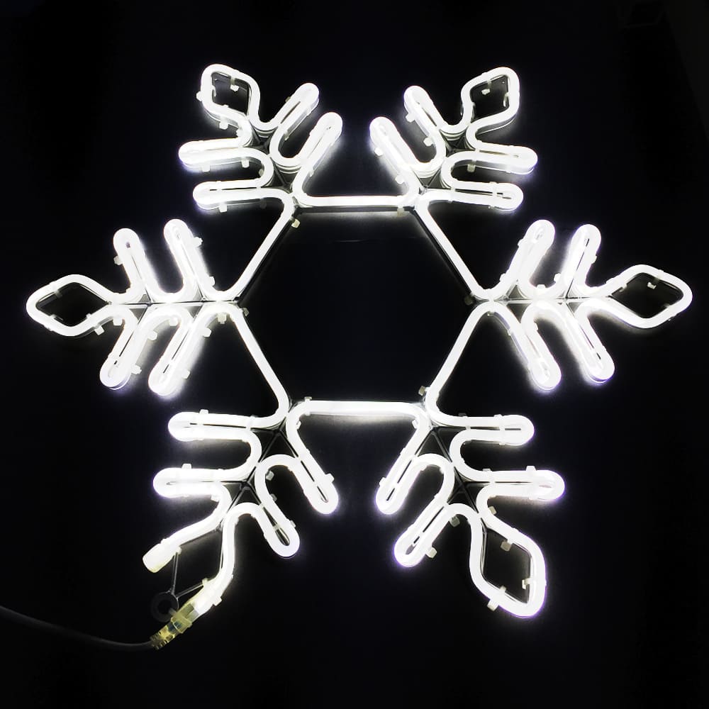 Adorno Navideño en Neón LED p/exterior tipo Copo de Nieve, 82W, Blanco, 110Vac, Dimensiones: 55x48cm, Incluye power