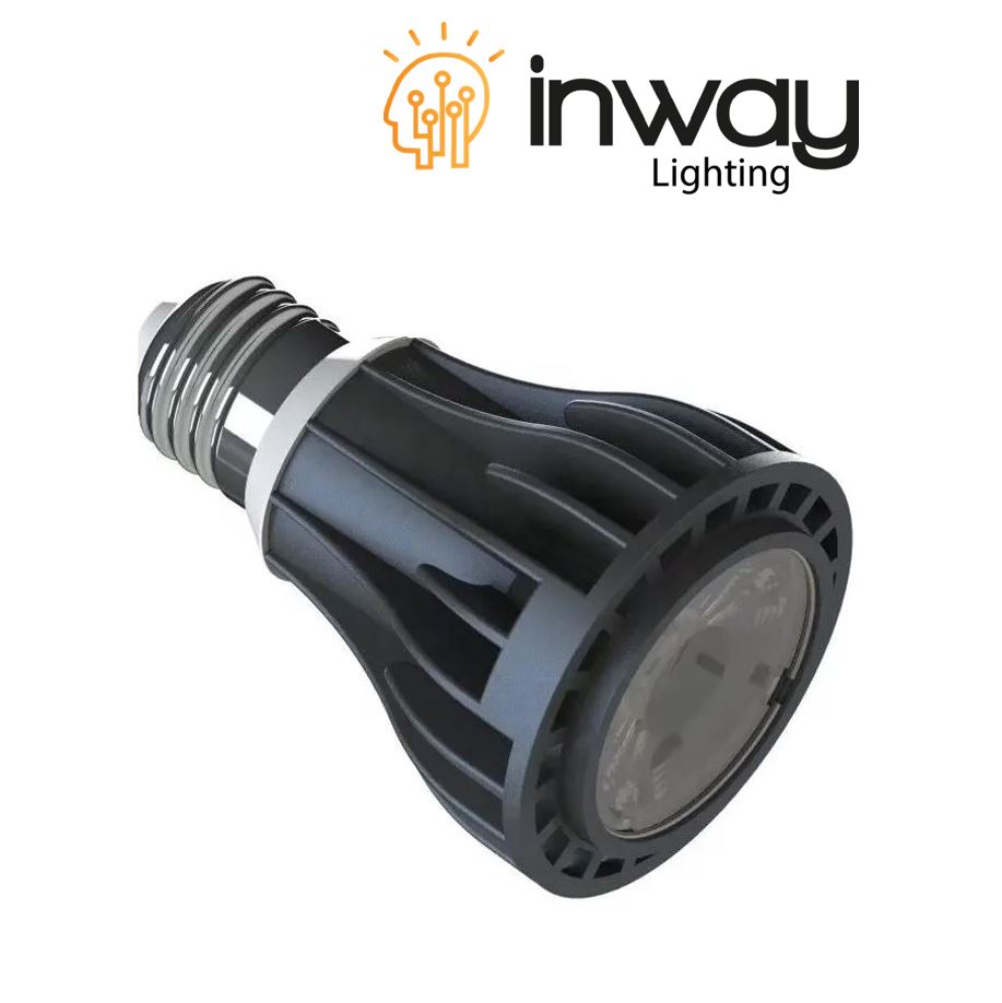 Bombilla LED, PAR20 COB, 7W, 3000K Blanco Cálido, 100-260Vac, E27, IP20, Negro, Dimensiones: Ф62x95mm