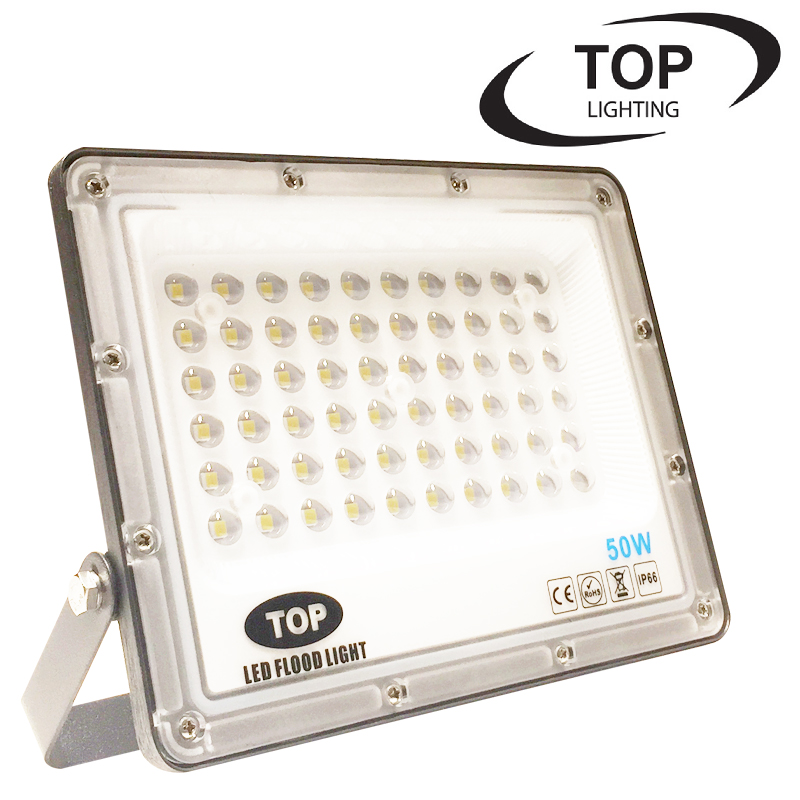Reflector SMD TOP, 50W, 6000K Blanco Frío, 100-265Vac, IP65, 90 Grados, Negra, Dimensiones: 160x205x26mm