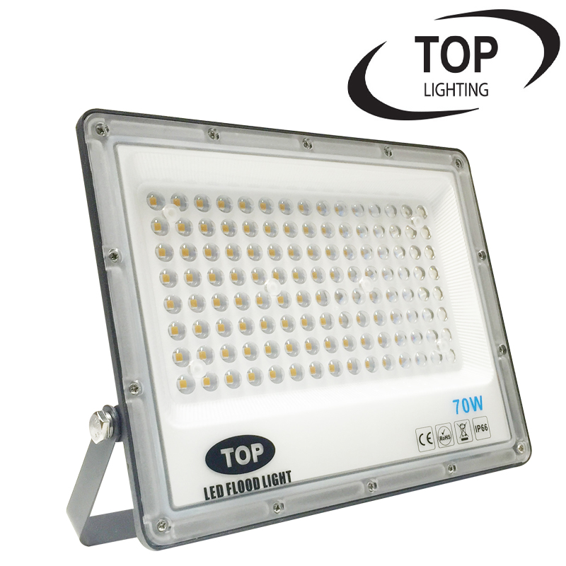 Reflector SMD TOP, 70W, 3000K Blanco Cálido, 100-265Vac, IP65, 90 Grados, Negra, Dimensiones: 210x270x25mm