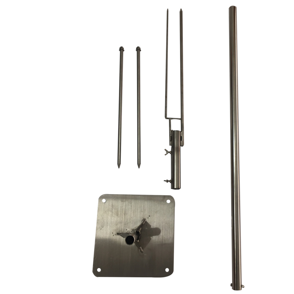 Poste de Acero Inoxidable tipo extensión p/Fireworks de 3.3' (1m) de largo, Incluye: Base de 10"x10" (25x25cm) y Estaca de 2.3' (70cm)