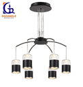 Lámpara LED Decorativa Colgante, DG61029P, 50W, 6x8.33W, 4000K Blanco Natural, 85-265Vac, Dimensiones: 680x680x1500mm, IP20, Negro con dorado