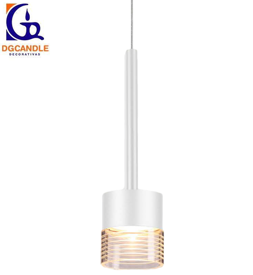 Lámpara LED Decorativa Colgante, DG50107P, 7W, NW 4000K, 85-265Vac, Dimensiones: Φ74x1500mm, IP20, Blanco