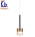 Lámpara LED Decorativa Colgante, DG50107P, 7W, 4000K Blanco Natural, 85-265Vac, Dimensiones: Φ74x1500mm, IP20, Negro con Pale Gold