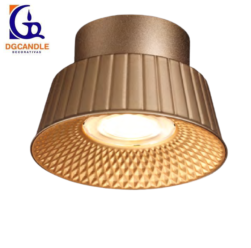 Lámpara LED Decorativa de Superficie, DG50880C, 6W, 4000K Blanco Natural, 85-265Vac, Dimensiones: Φ150x96mm, IP20, Pale Gold