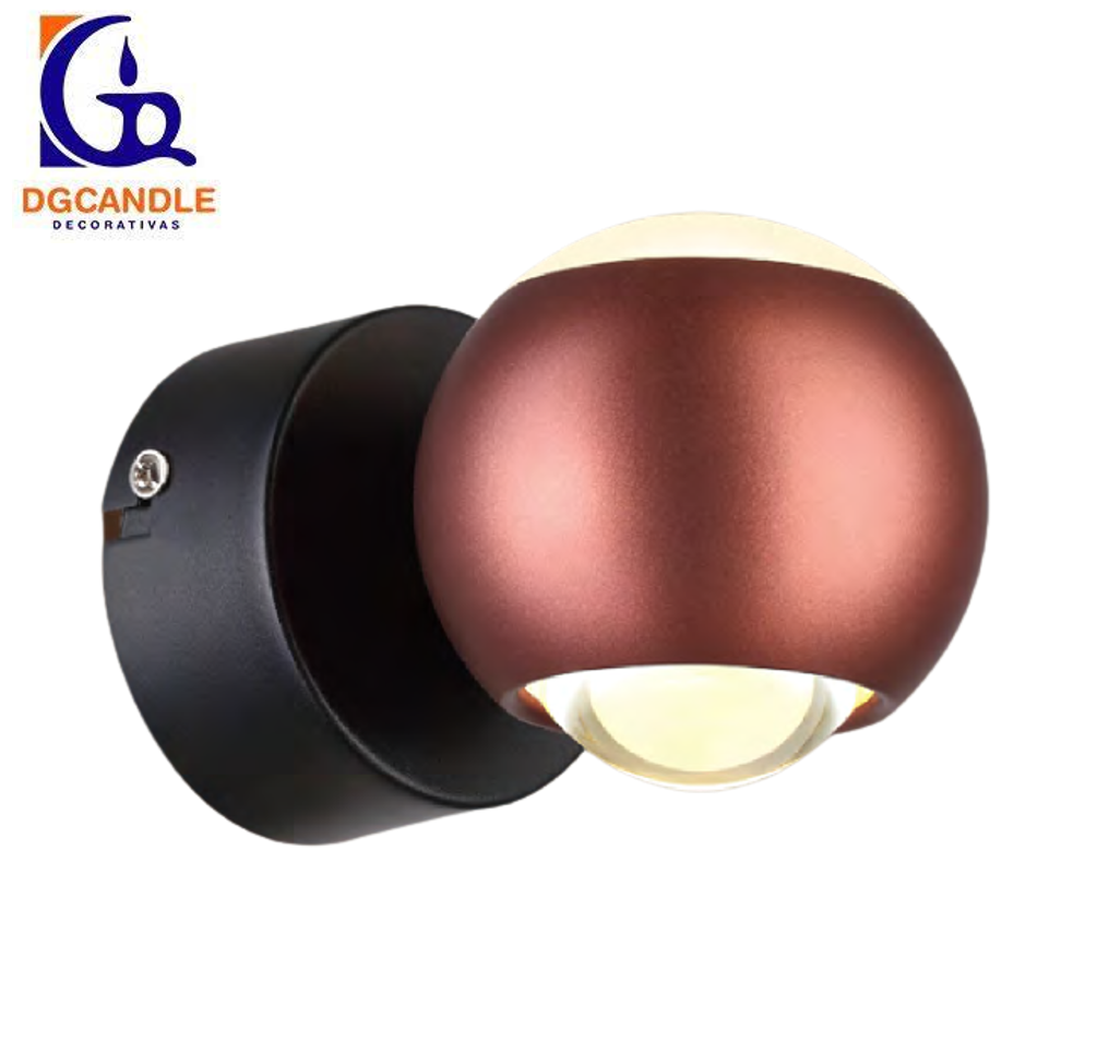 Lámpara LED Decorativa de Pared (Aplique), DG61242W, 8W, 4000K Blanco Natural, 85-265Vac, Dimensiones: 140x94x94mm, IP20, Negro con Rose Gold