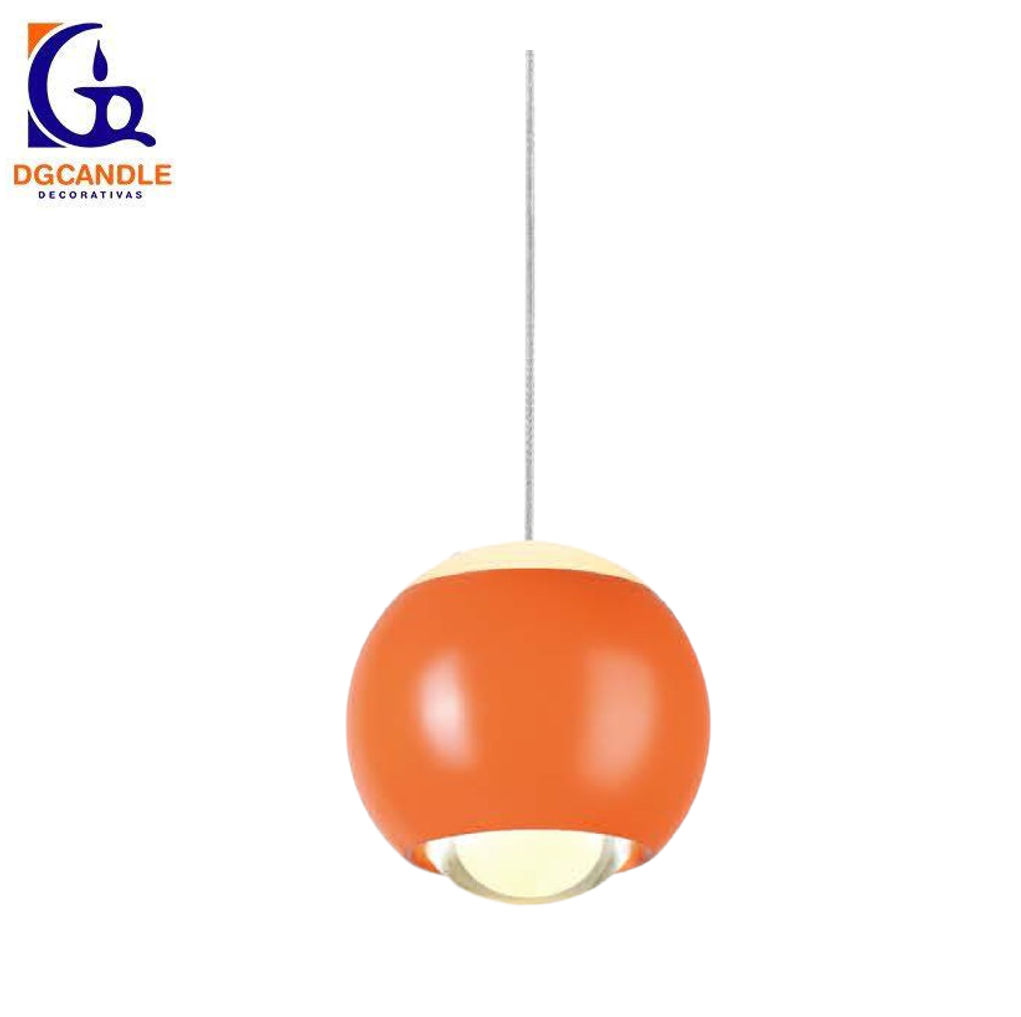 Lámpara LED Decorativa Colgante, DG61240P, 7W, 4000K Blanco Natural, 85-265Vac, Dimensiones: Φ94x1500mm, IP20, Naranja