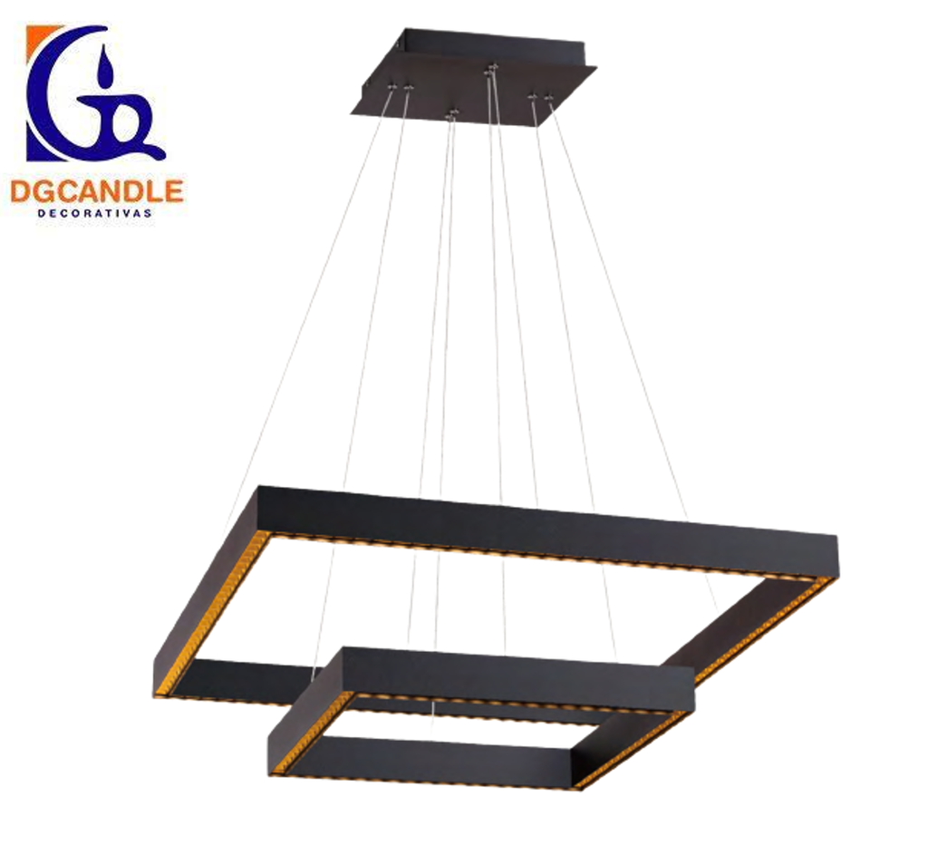 Lámpara LED Decorativa Colgante, DG51261P, 144W, 4000K Blanco Natural, 85-265Vac, Dimensiones: (926+623)x1500mm, IP20, Negro
