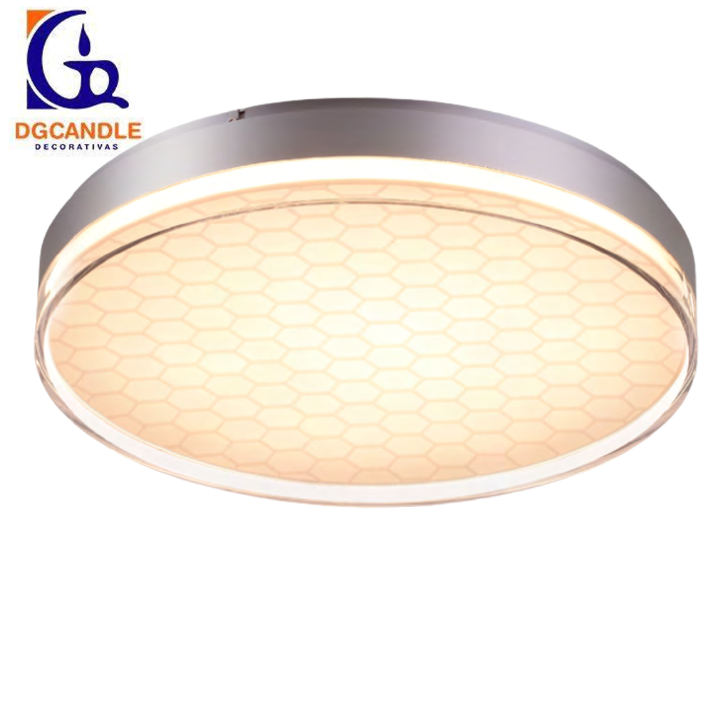 Lámpara LED Decorativa de Superficie, DG51038C, 60W, 4000K Blanco Natural, 85-265Vac, Dimensiones: 480x480x85mm, IP20, Plateado