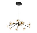 Lámpara LED Decorativa Colgante, DG60343P, 65W, 4000K Blanco Natural, 85-265Vac, Dimensiones: 800x800x1500mm, IP20, Negro con Dorado