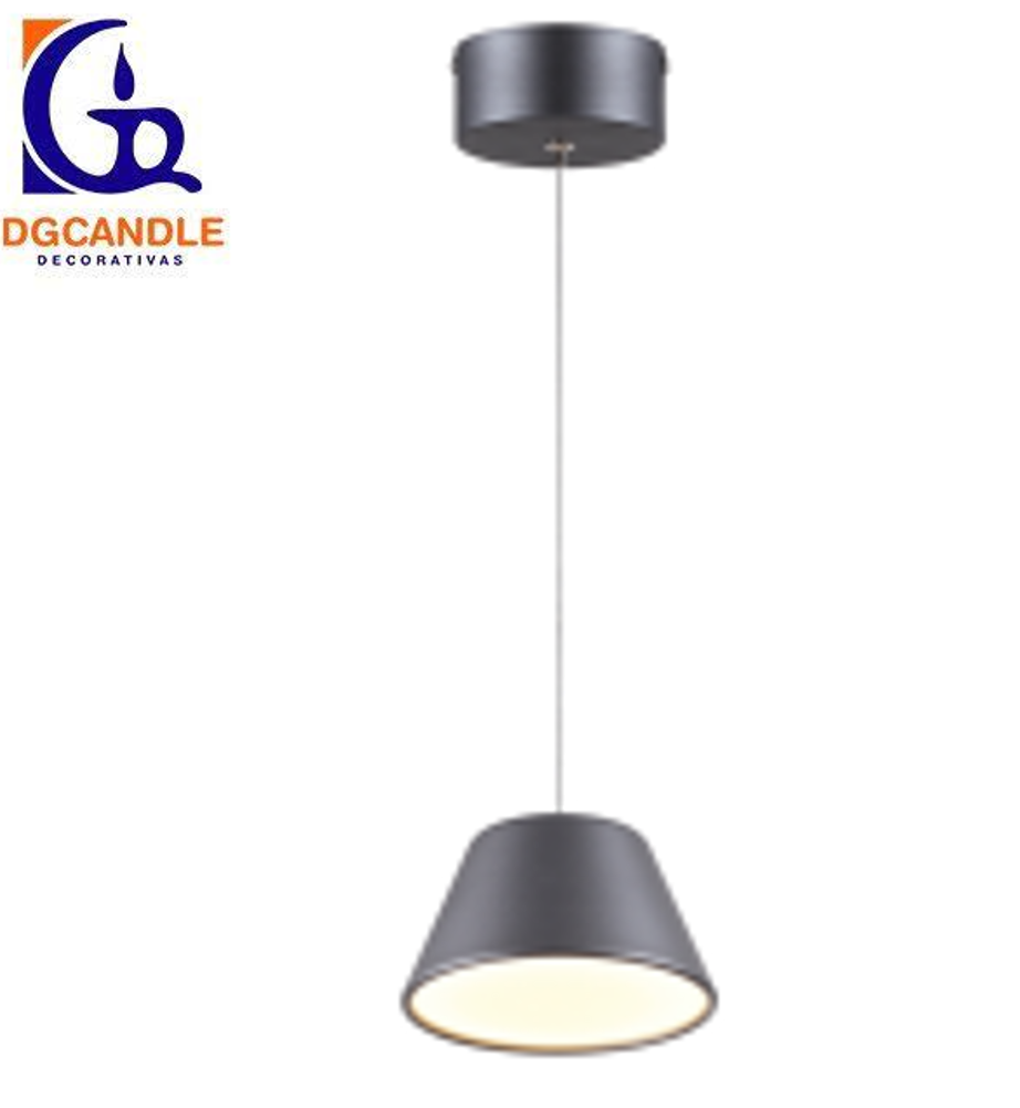 Lámpara LED Decorativa Colgante, DG50450P, 9W, 4000K Blanco Natural, 85-265Vac, Dimensiones: 160x160x1500mm, IP20, Gris Oscuro