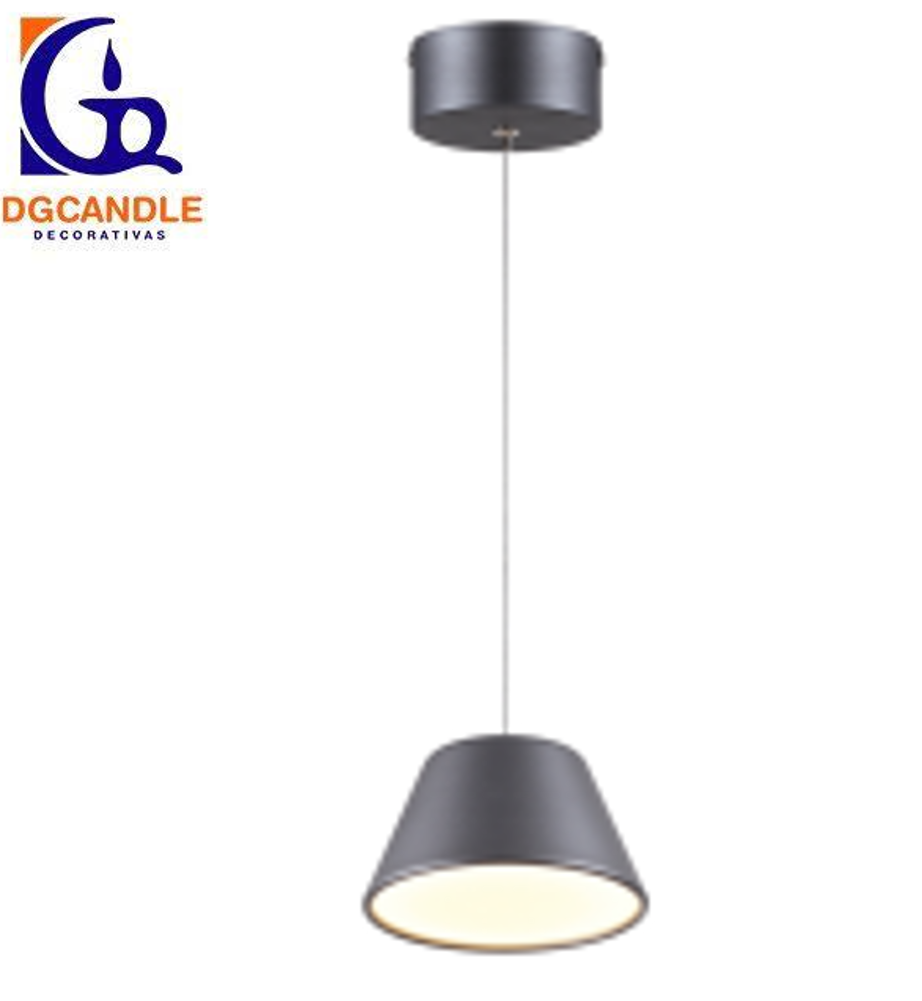 Lámpara LED Decorativa Colgante, DG50450P, 9W, NW 4000K, 85-265Vac, Dimensiones: 160x160x1500mm, IP20, Gris Oscuro
