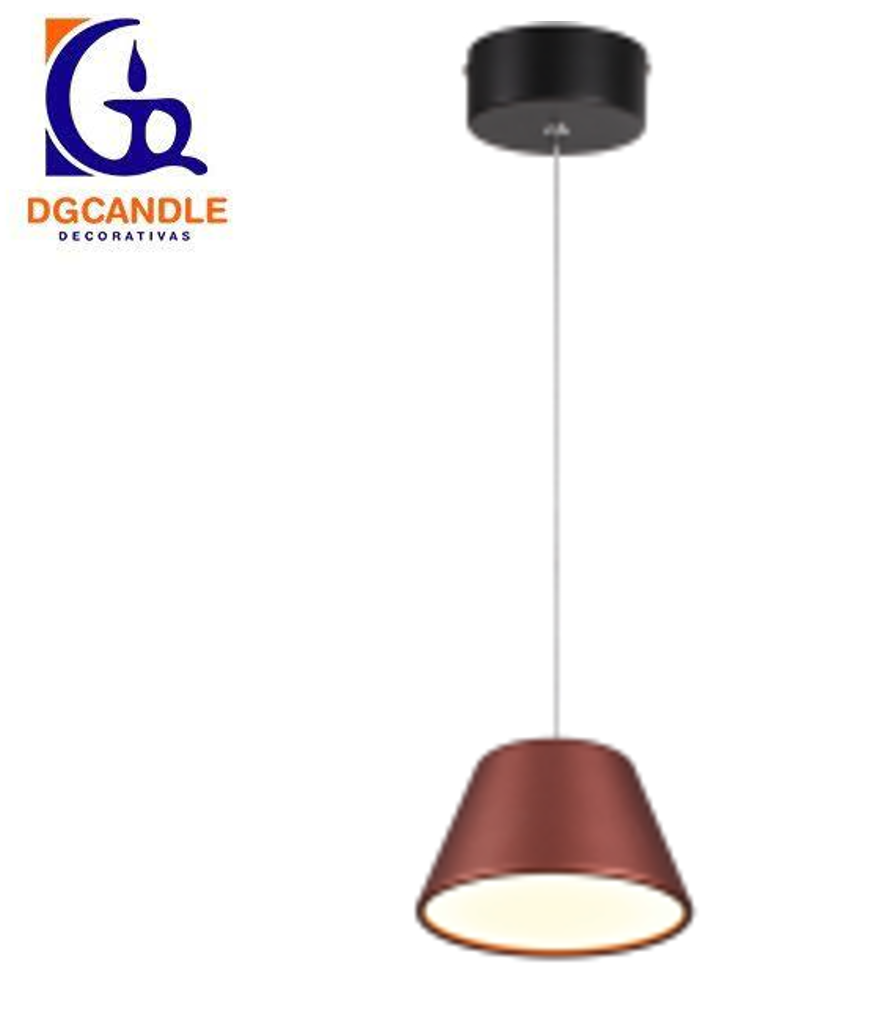 Lámpara LED Decorativa Colgante, DG50450P, 9W, 4000K Blanco Natural, 85-265Vac, Dimensiones: 160x160x1500mm, IP20, Negro con Rose Gold