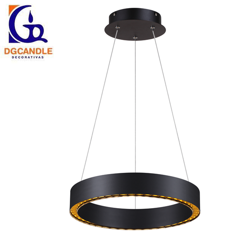 Lámpara LED Decorativa Colgante, DG50702P, 54W, 4000K Blanco Natural, 85-265Vac, Dimensiones: 805x805x1500mm, IP20, Negro