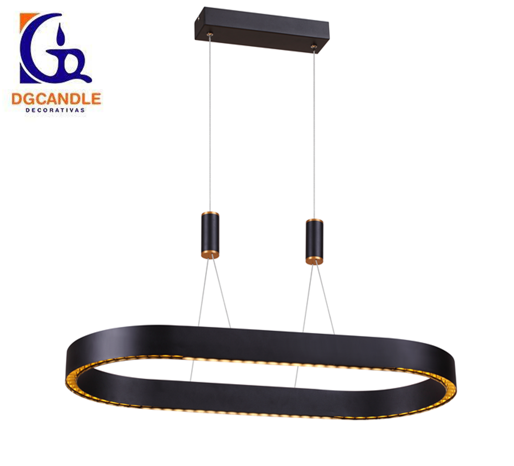 Lámpara LED Decorativa Colgante, DG50708P, 65W, 4000K Blanco Natural, 85-265Vac, Dimensiones: 1155x405x1500mm, IP20, Negro