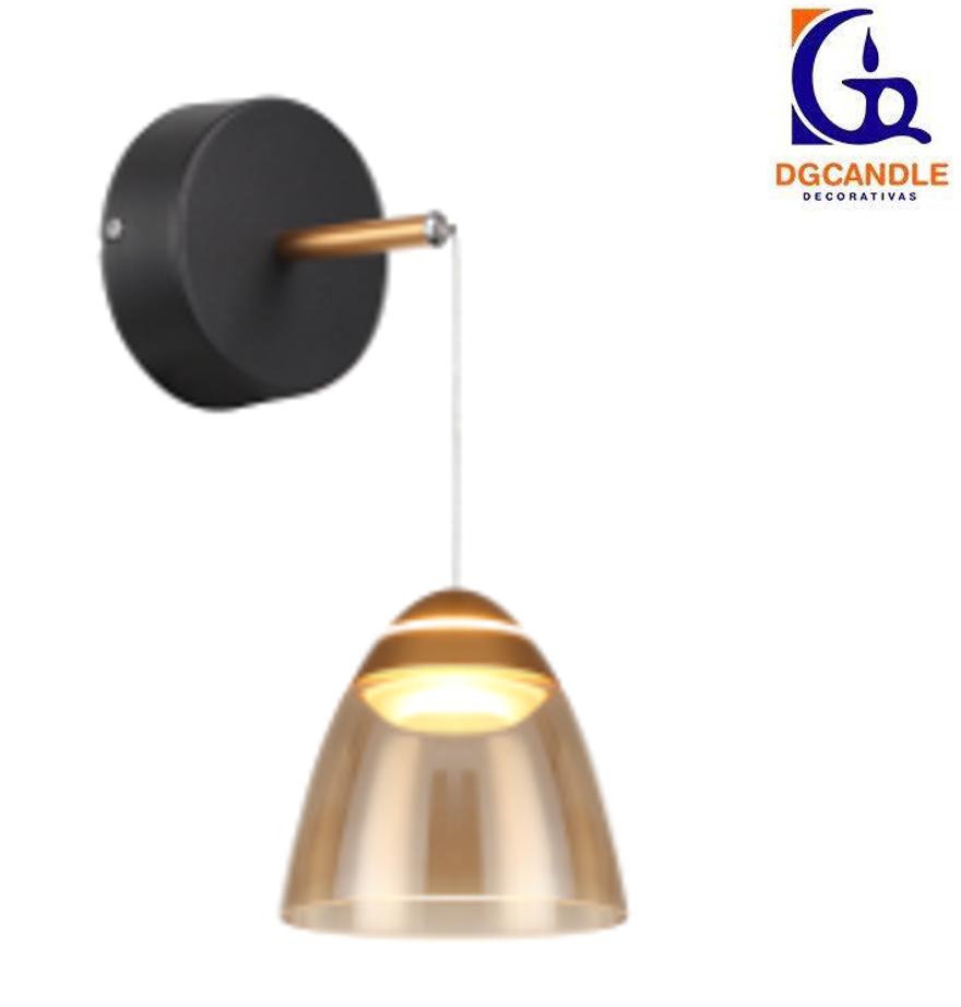 Lámpara LED Decorativa de Pared (Aplique), DG50360W, 8W, 4000K Blanco Natural, 85-265Vac, Dimensiones: 200x132-600mm, IP20, Dorado con Negro