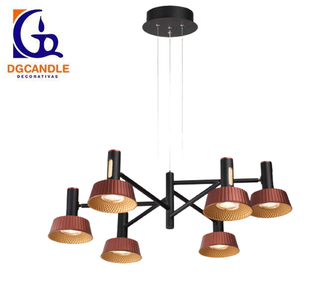 Lámpara LED Decorativa Colgante, DG50886P, 43W, 4000K Blanco Natural, 85-265Vac, Dimensiones: Φ800x2000mm, IP20, Negro con Rose Gold