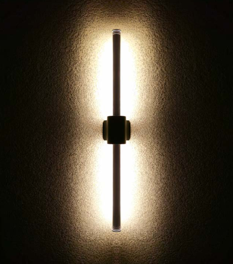 Lámpara LED de Pared (Aplique), 7W, 4000K Blanco Natural, 100-265Vac, 100 Grados, Dimensiones: 650x65x65mm, Material: Aluminio, IP65, Gris Oscuro