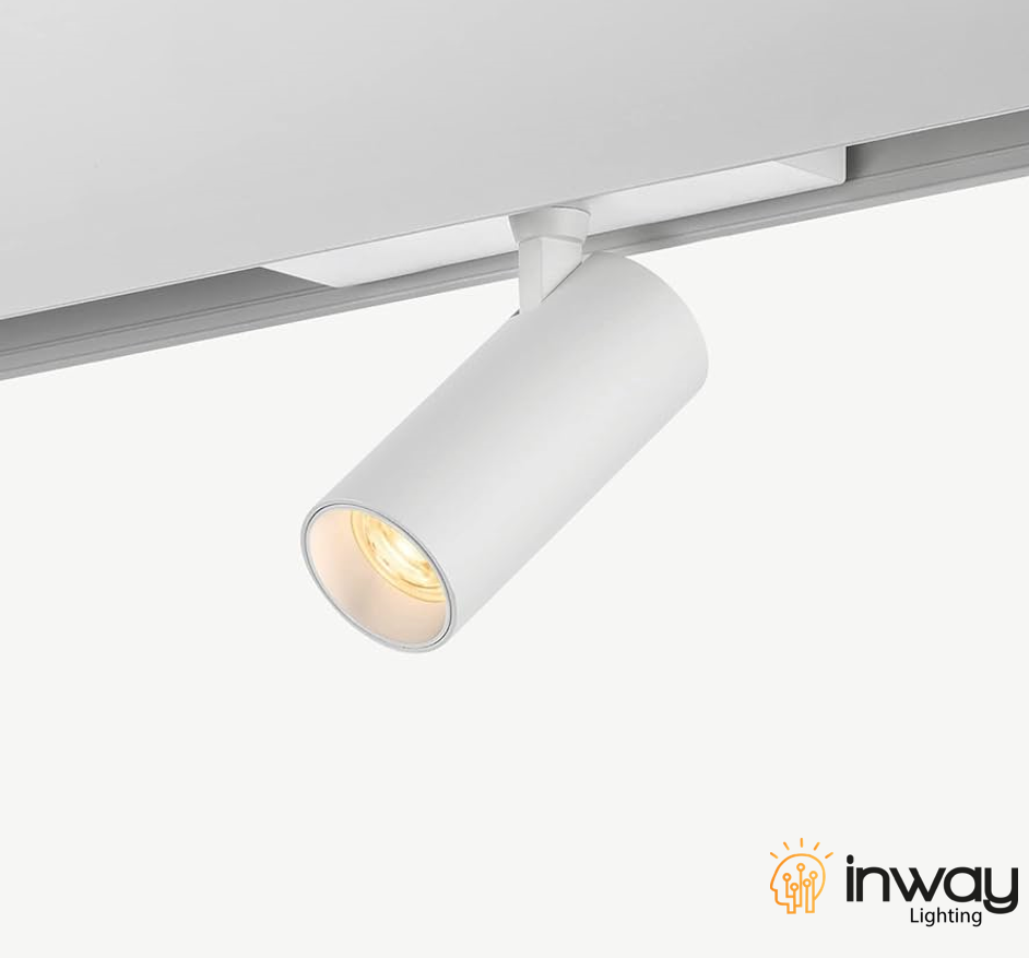 Lámpara de Superficie Magnética LED tipo Spotlight p/Riel de 20mm de ancho, 12W, 4000K Blanco Natural, 48Vdc, Diámetro: 45mm, Instalación: Empotrar o Superficie, 24 Grados, Blanco