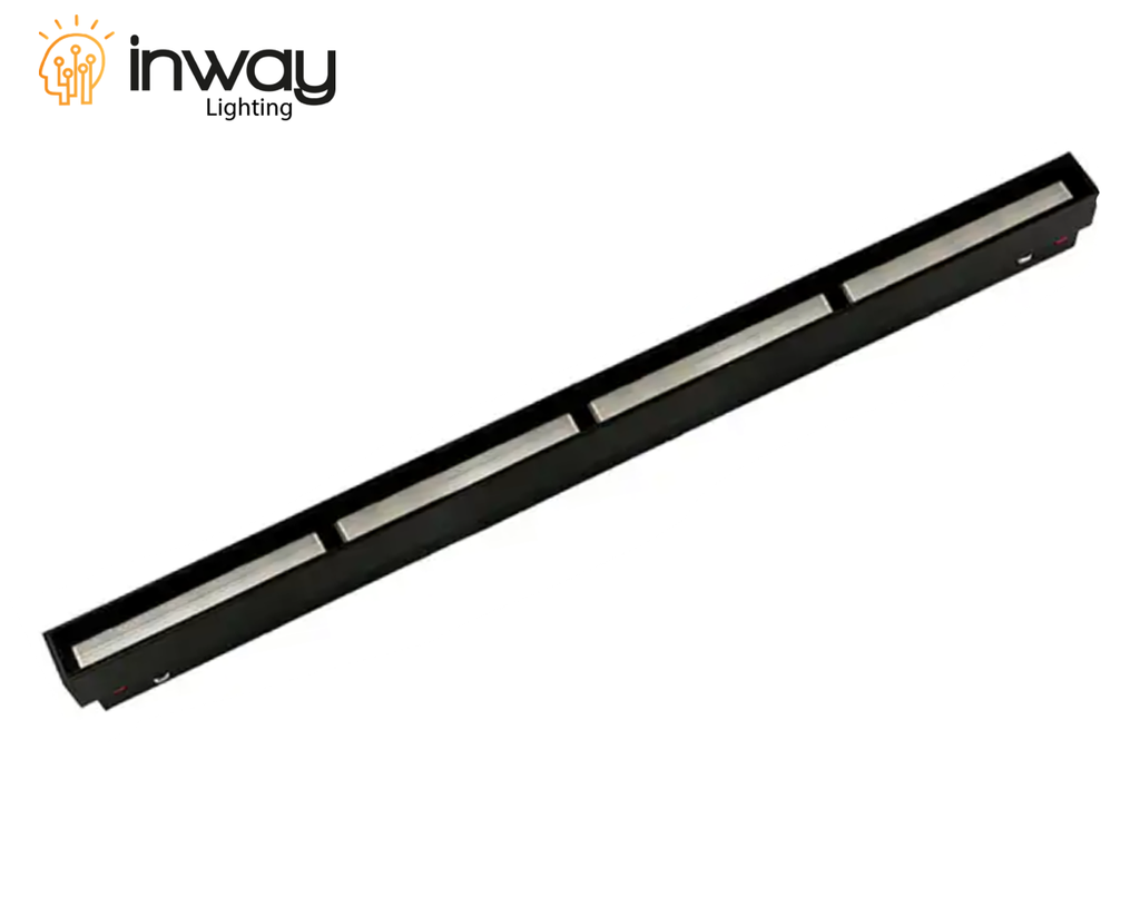 Lámpara Lineal Magnética LED p/Riel de 20mm de ancho, 24W, 17.16&quot;(436mm), 4000K Blanco Natural, 48Vdc, Instalación: Empotrar o Superficie, 120 Grados, Negra