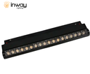 Lámpara Magnética LED p/Riel de 20mm de ancho con Rejilla / Ajustable, 18W, 13.22"(336mm), 4000K Blanco Natural, 48Vdc, Instalación: Empotrar o Superficie, 24 Grados, Negra