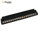 Lámpara Magnética LED p/Riel de 20mm de ancho con Rejilla / Ajustable, 18W, 13.22&quot;(336mm), 4000K Blanco Natural, 48Vdc, Instalación: Empotrar o Superficie, 24 Grados, Negra