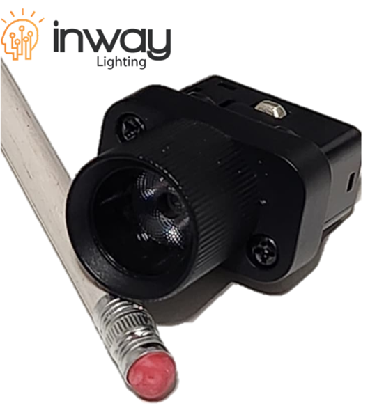 Lámpara Magnética LED tipo Mini Spot Light Circular p/Riel de 20mm de ancho, 3W, 4000K Blanco Natural, 48Vdc, Dimensiones: 35x21x43mm, Instalación: Empotrar o Superficie, 24 Grados, Negra