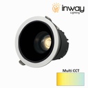 Spot Light LED de Empotrar, tipo COB, 12W, Múltiple CCT WW 3000K / NW 4000K / CW 6000K, 100-265Vac, Dimensiones: Φ84x82mm, IP20, 36 Grados, Negro