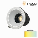 Spot Light LED de Empotrar, tipo COB, 12W, Múltiple CCT WW 3000K / NW 4000K / CW 6000K, 100-265Vac, Dimensiones: Φ84x82mm, IP20, 36 Grados, Blanco