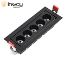 Lámpara Lineal LED con Rejilla para Empotrar, 10W, 5.82"(148mm), 4000K Blanco Natural, 100-260Vac, 24 Grados, Negra, Incluye: Clips