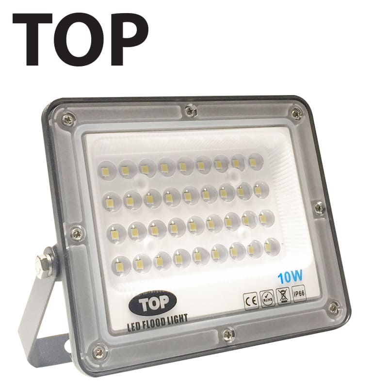 Reflector SMD TOP, 10W, 3000K Blanco Cálido, 100-265Vac, IP65, 90 Grados, Negra, Dimensiones: 120x85x25mm