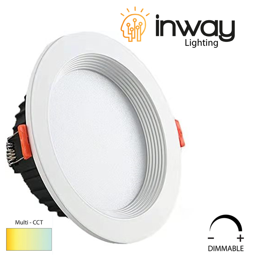 Down Light LED, 30W, Múltiple CCT WW 3000K / NW 4000K / CW 6000K, 100-265Vac, Dimmable de 0-10V, Cabeza no movible, Dimensiones: Φ190x55mm, IP20, 120 Grados