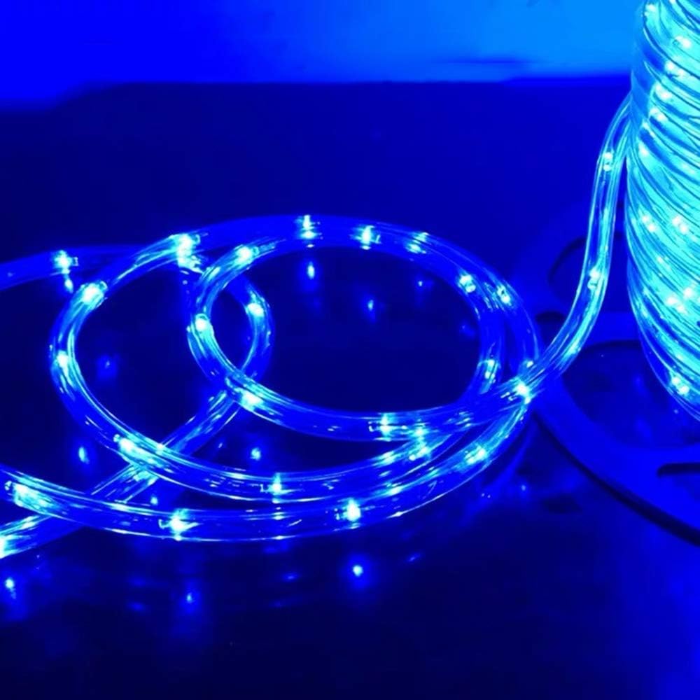 Manguera LED de Navidad de 2 pin, 110Vac, IP65, Azul, 36Led/Mts, 360 Grados