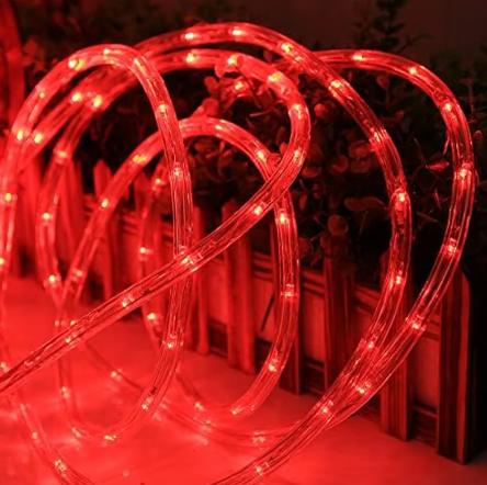 Manguera LED de Navidad de 2 pin, 110Vac, IP65, Roja, 36Led/Mts, 360 Grados110