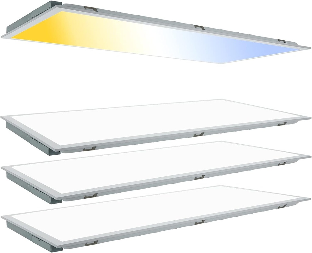 Kit Panel LED Rectangular de Luz Directa (BackLit) p/Empotrar con Switch, 20W / 25W / 30W / 35W / 40W, Múltiple CCT WW 3000K / 3500K / NW 4000K / 5000K / CW 6000K, 110Lm/w, CRI≥80, 100-277Vac, Dimmable de 0-10Vdc, 12&quot;x48&quot;(300x1200mm), Borde Blanco con Certificación UL