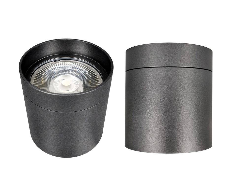 Lámpara LED de Techo (Aplique) Spot Light, 8W, NW 4000K, 100-265Vac, 36 Grados, Dimensiones: Φ70x90mm, Material: Aluminio, IP65, Gris Oscuro